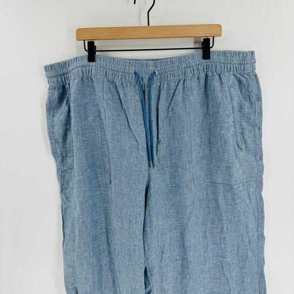 Athleta Retreat Linen Wide Leg Pants Blue Chambray Lightweight Comfort Size 22 - Picture 5 of 11